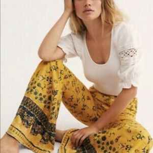 NEW FREE PEOPLE PRINTED FLOAT ON FLARE YELLOW
